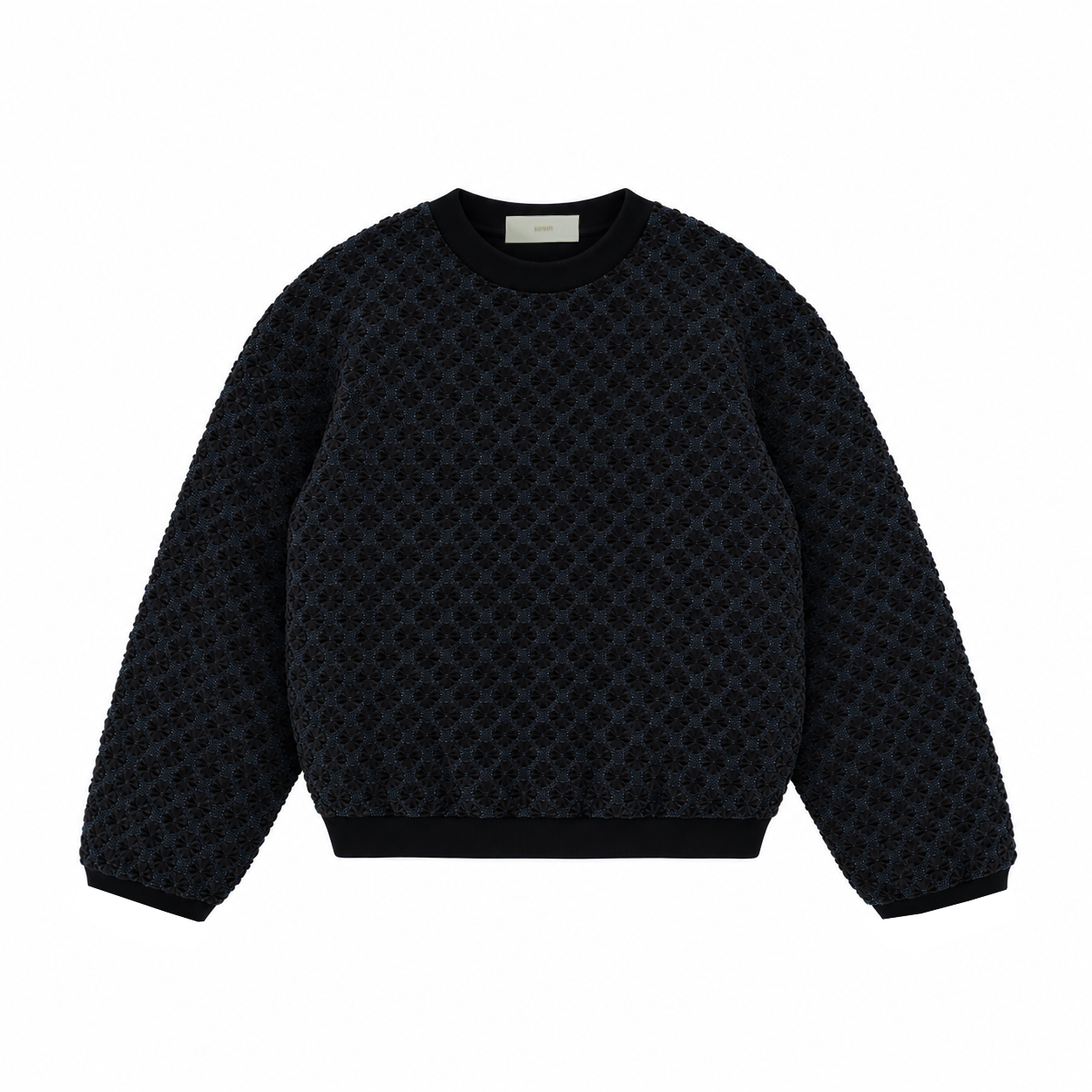 ŻAKARDOWA BLUZA TYPU CREWNECK <br> NIEBIESKA