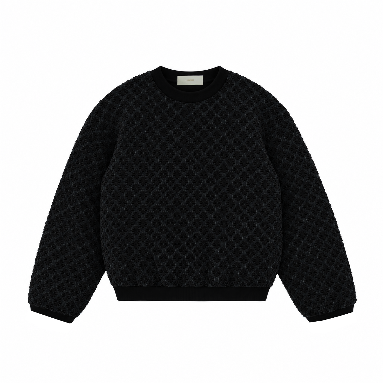 ŻAKARDOWA BLUZA TYPU CREWNECK <br> CZARNA